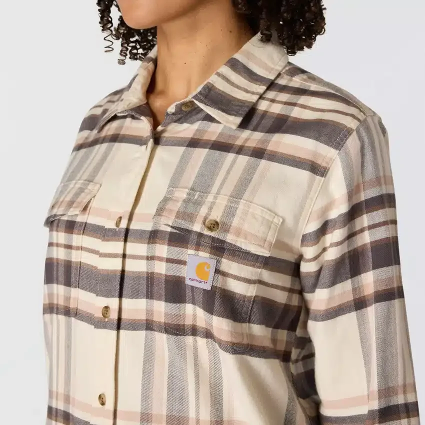 Camisas xadrez de corte descontraído da série de fibras Tencel™ para mulher