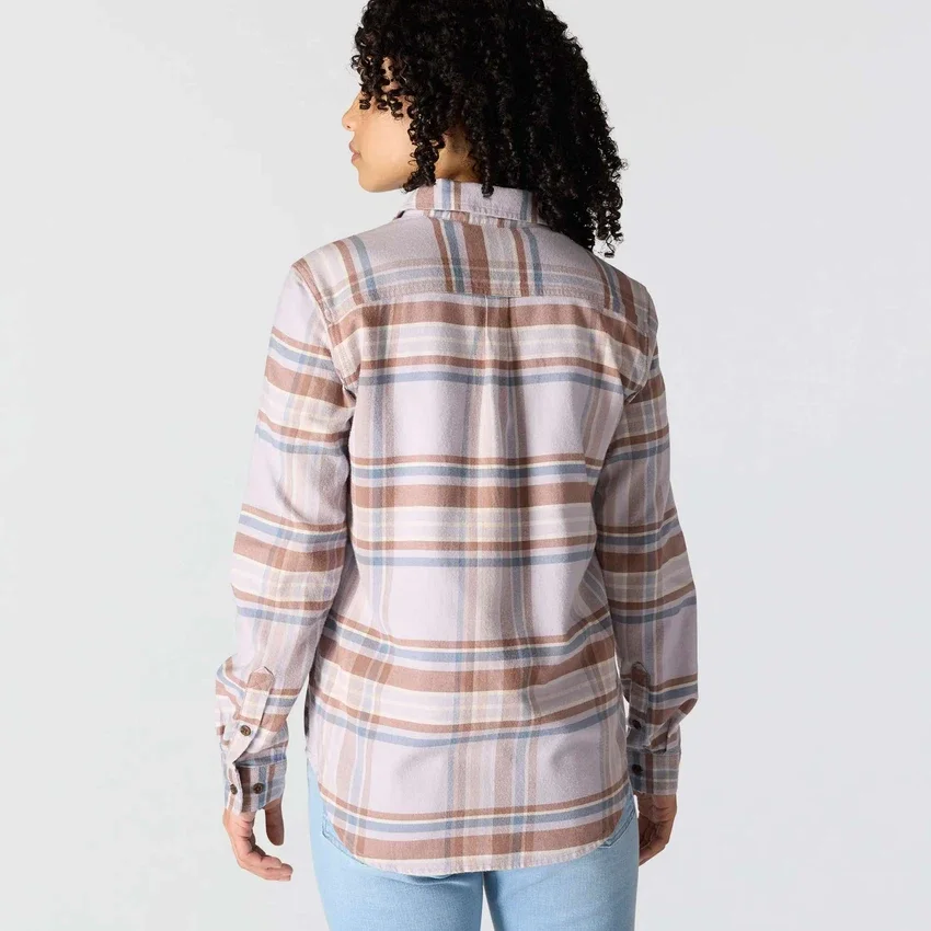 Camisas xadrez de corte descontraído da série de fibras Tencel™ para mulher