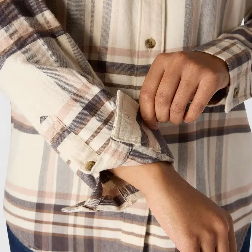 Camisas xadrez de corte descontraído da série de fibras Tencel™ para mulher