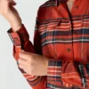 Camisas xadrez de corte descontraído da série de fibras Tencel™ para mulher