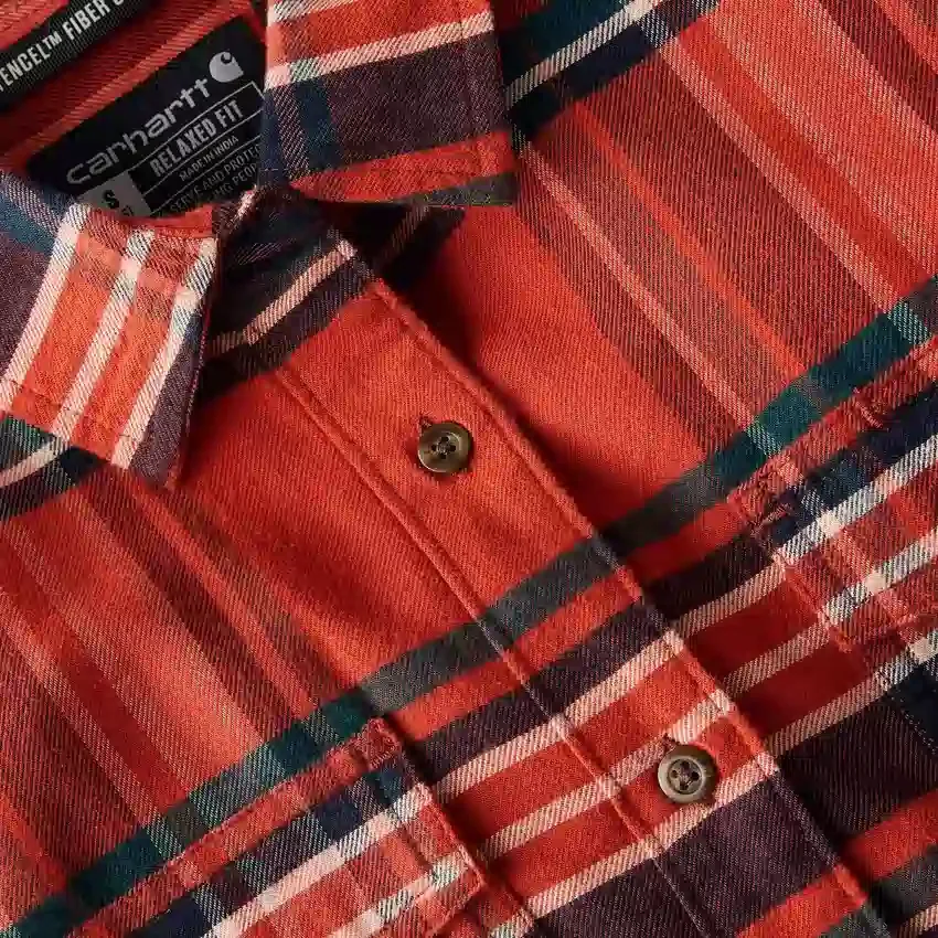 Camisas xadrez de corte descontraído da série de fibras Tencel™ para mulher