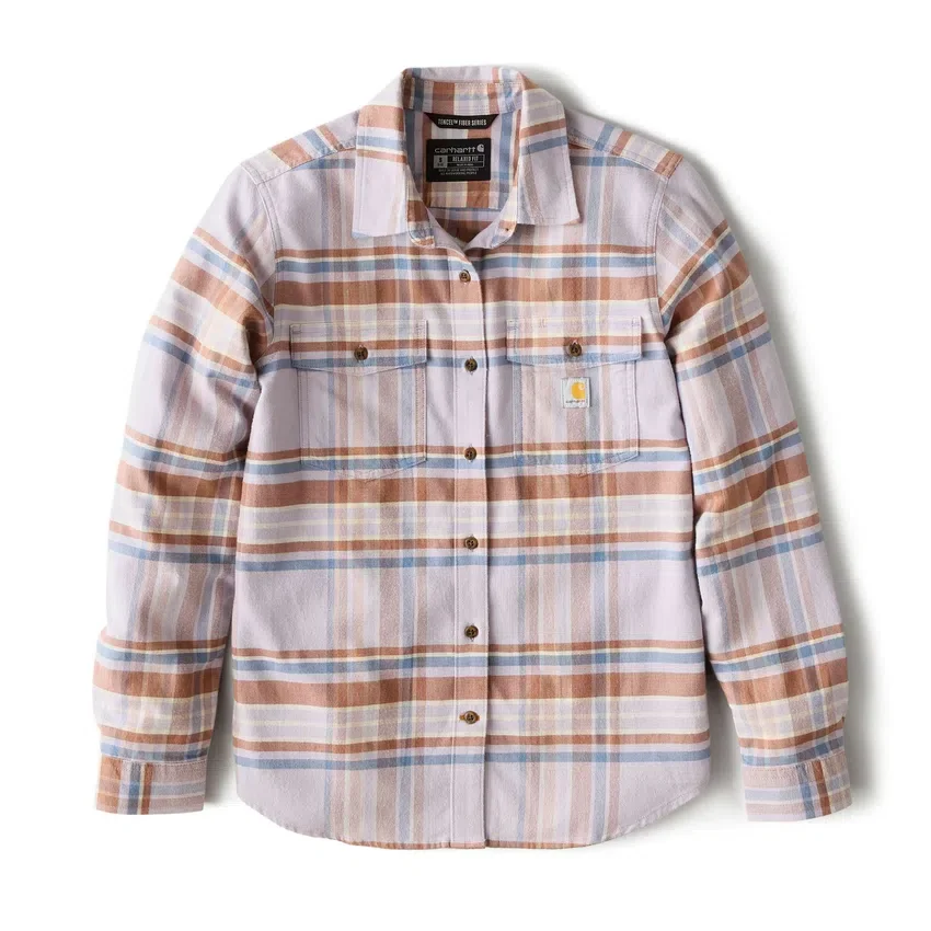 Camisas xadrez de corte descontraído da série de fibras Tencel™ para mulher