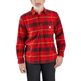 Camisas xadrez de manguitos compridos em flanela de peso médio, corte descontraído, com tecnologia Rugged Flex®