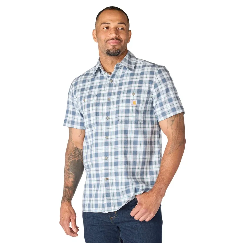 Camisas xadrez de manguitos curtos com corte descontraído Bozeman para homem