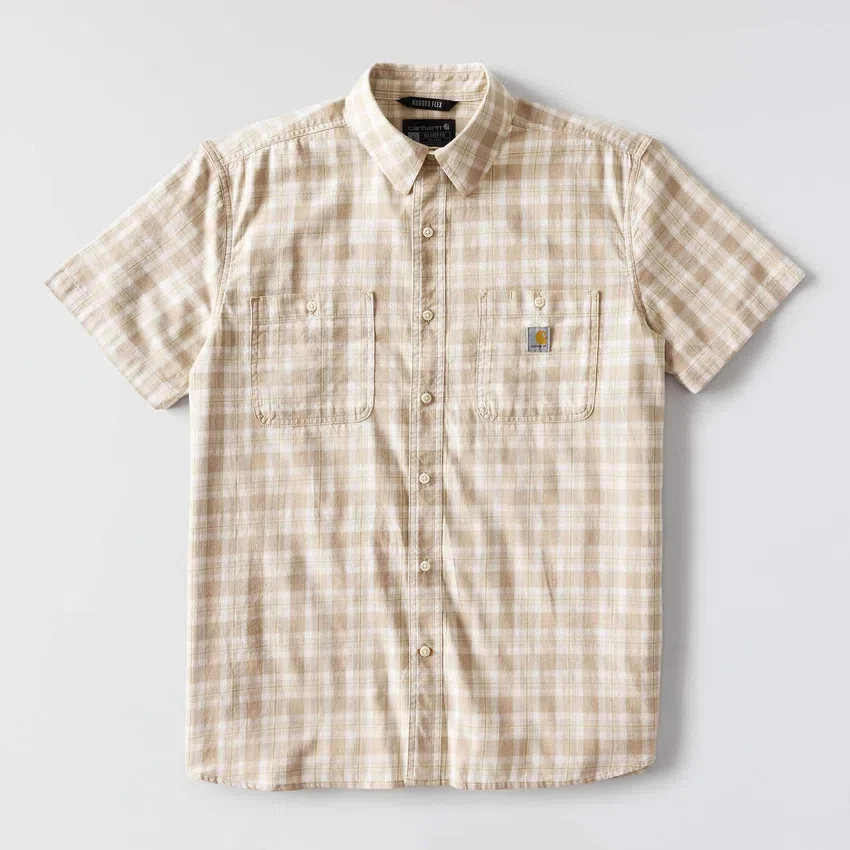 Camisas xadrez de manguitos curtos com corte descontraído Bozeman para homem