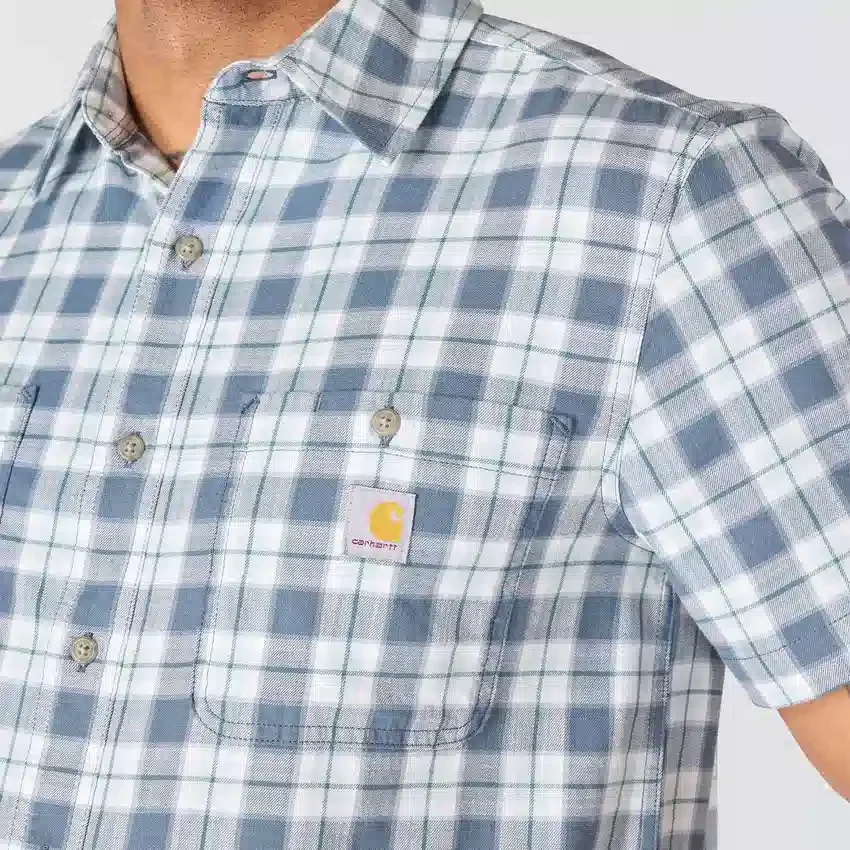 Camisas xadrez de manguitos curtos com corte descontraído Bozeman para homem