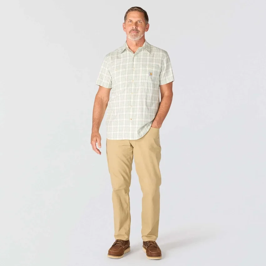 Camisas xadrez de manguitos curtos com corte descontraído Bozeman para homem