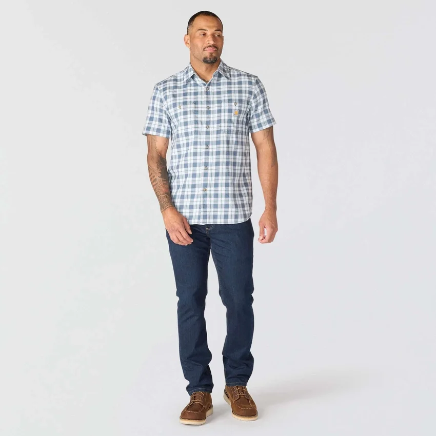 Camisas xadrez de manguitos curtos com corte descontraído Bozeman para homem