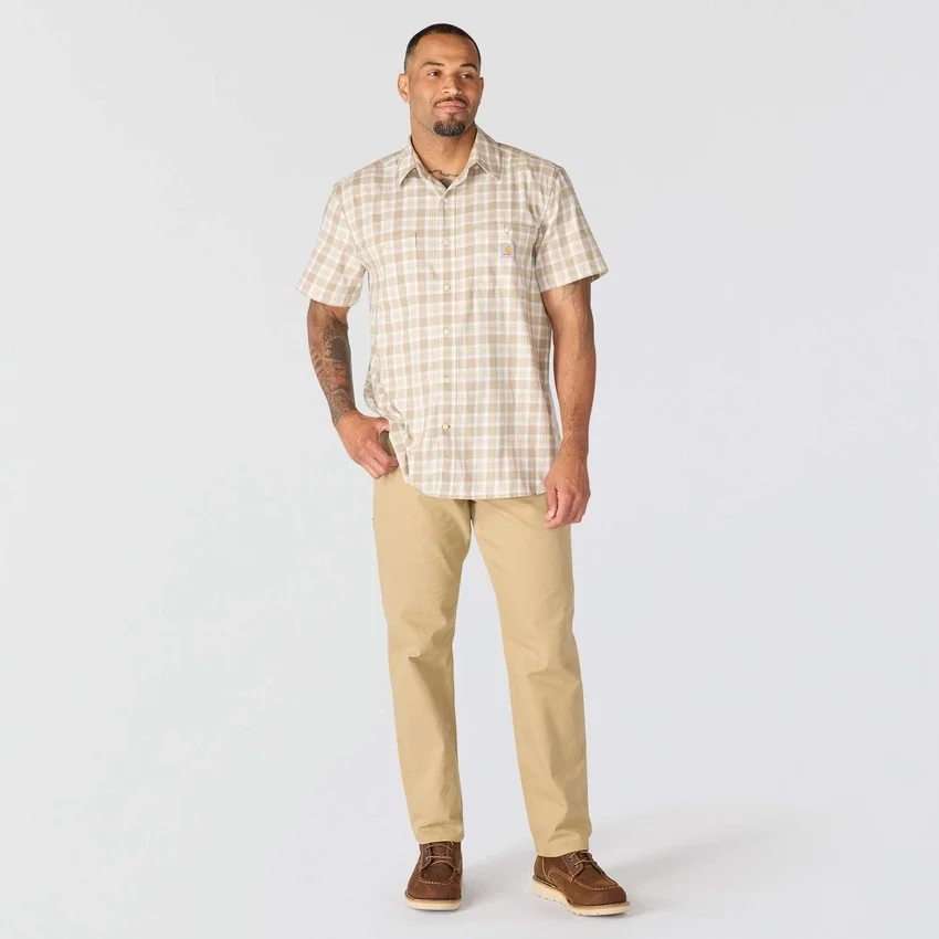 Camisas xadrez de manguitos curtos com corte descontraído Bozeman para homem