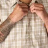 Camisas xadrez de manguitos curtos com corte descontraído Bozeman para homem
