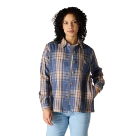 Camisas xadrez em sarja de corte largo da série Tencel™ para mulher