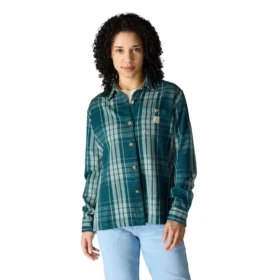 Camisas xadrez em sarja de corte largo da série Tencel™ para mulher