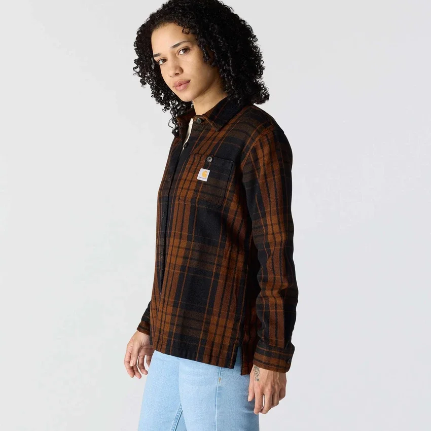 Camisas xadrez em sarja de corte largo da série Tencel™ para mulher