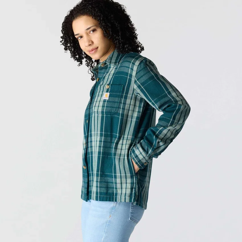 Camisas xadrez em sarja de corte largo da série Tencel™ para mulher