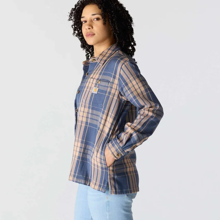 Camisas xadrez em sarja de corte largo da série Tencel™ para mulher