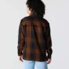 Camisas xadrez em sarja de corte largo da série Tencel™ para mulher