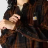 Camisas xadrez em sarja de corte largo da série Tencel™ para mulher