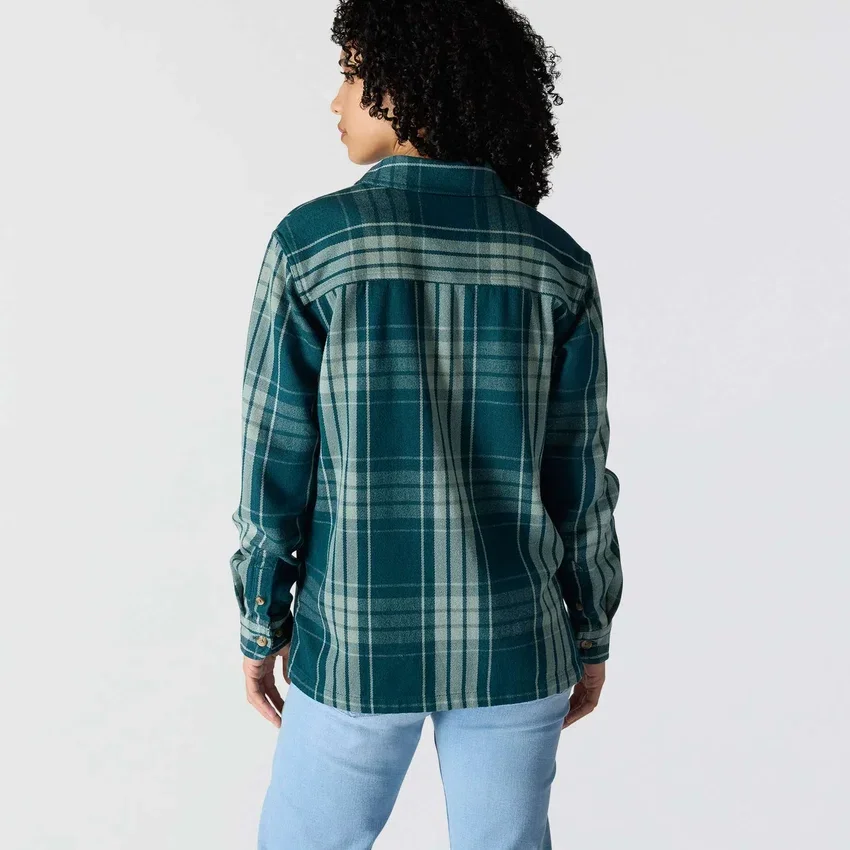 Camisas xadrez em sarja de corte largo da série Tencel™ para mulher