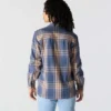 Camisas xadrez em sarja de corte largo da série Tencel™ para mulher