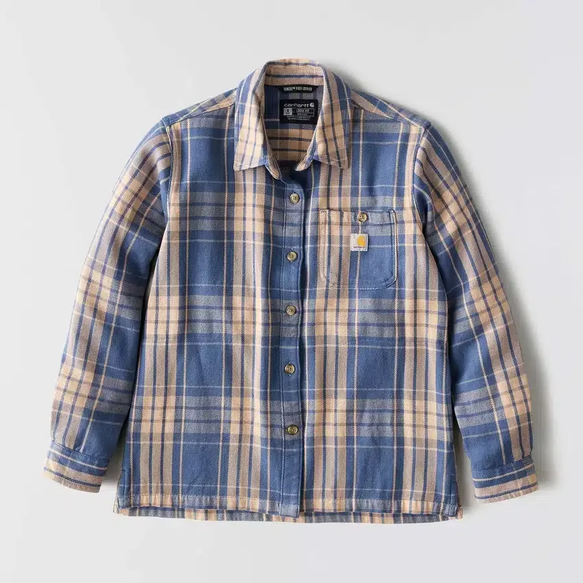 Camisas xadrez em sarja de corte largo da série Tencel™ para mulher