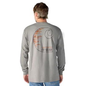 Camiseta masculina Force Irvine Fr de manguitos longos com grafismo de chamas - Camisas resistentes ao fogo