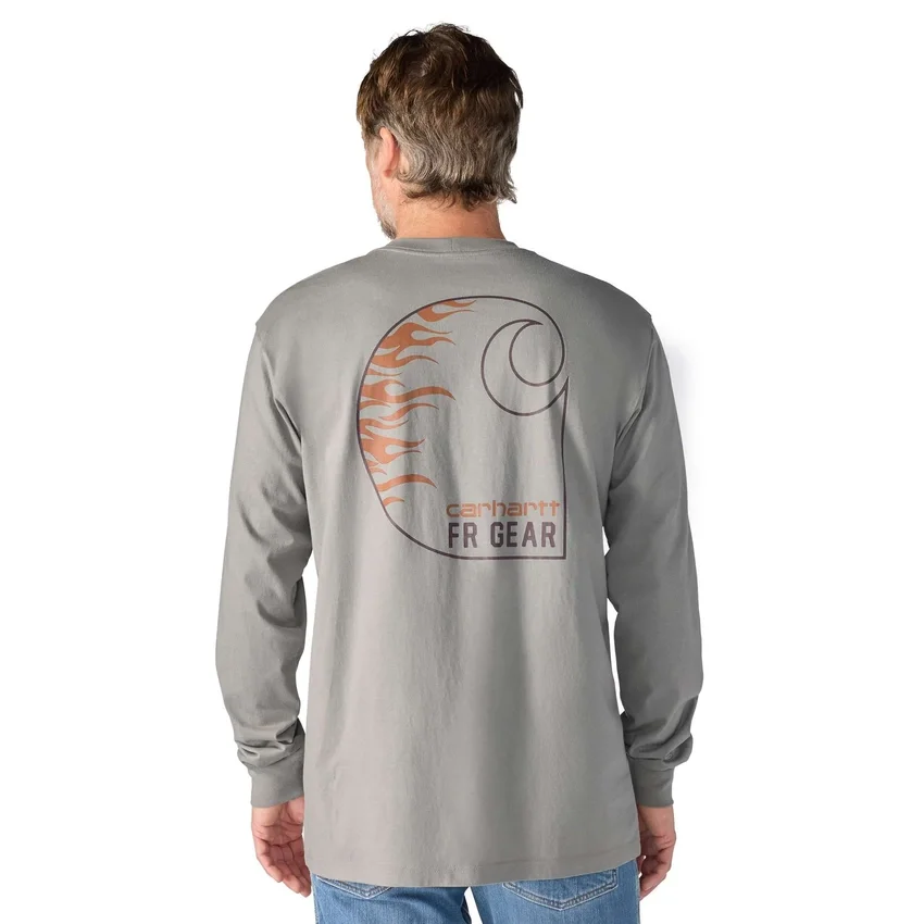 Camiseta masculina Force Irvine Fr de manguitos longos com grafismo de chamas - Camisas resistentes ao fogo