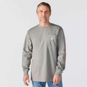 Camiseta masculina Force Irvine Fr de manguitos longos com grafismo de chamas – Camisas resistentes ao fogo