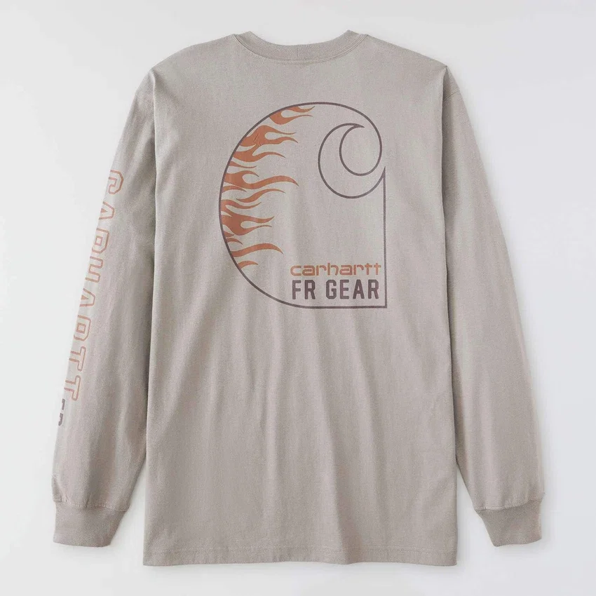 Camiseta masculina Force Irvine Fr de manguitos longos com grafismo de chamas - Camisas resistentes ao fogo