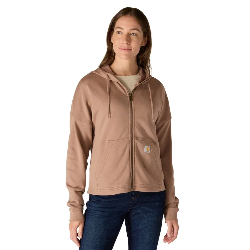 Camisola com capuz e fecho completo leve em Tencel para mulher