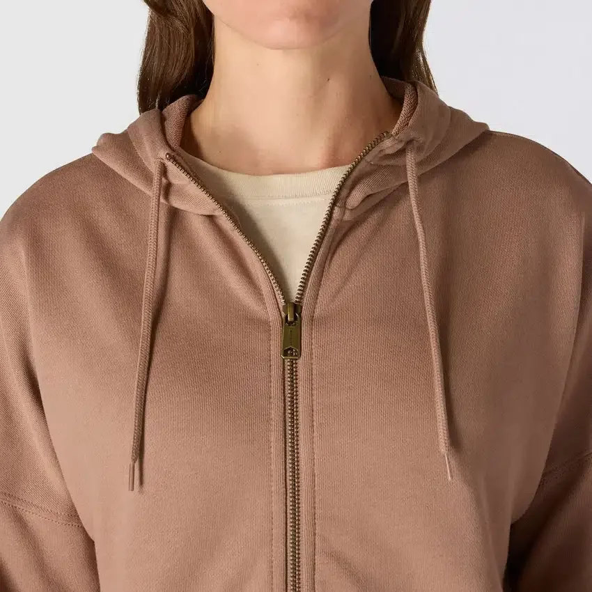 Camisola com capuz e fecho completo leve em Tencel para mulher