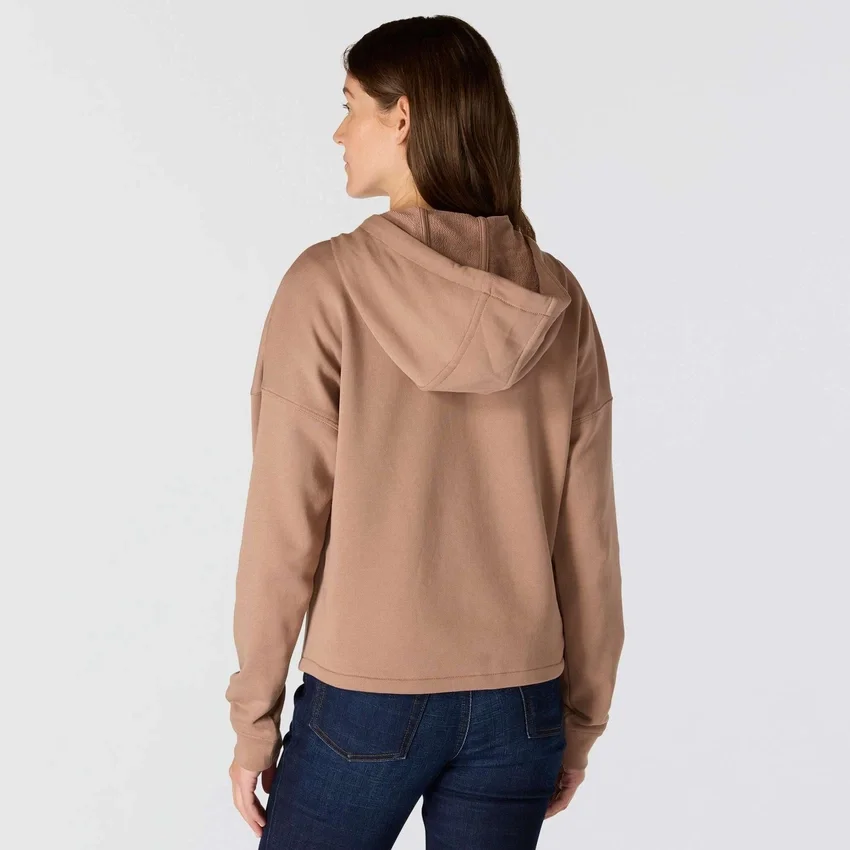 Camisola com capuz e fecho completo leve em Tencel para mulher