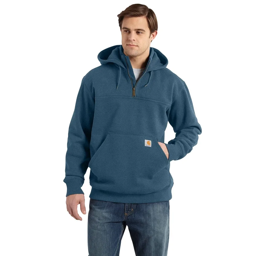 Camisola com capuz e fecho de 1/4 de comprimento Paxton para homem, resistente e repelente à água - Hoodies carhartt Rain Defender
