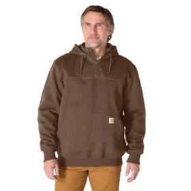 Camisola com capuz e fecho de 1/4 de comprimento Paxton para homem, resistente e repelente à água - Hoodies carhartt Rain Defender