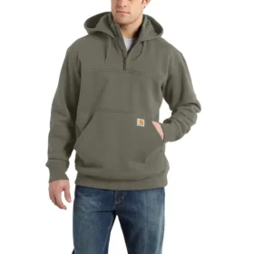 Camisola com capuz e fecho de 1/4 de comprimento Paxton para homem, resistente e repelente à água - Hoodies carhartt Rain Defender