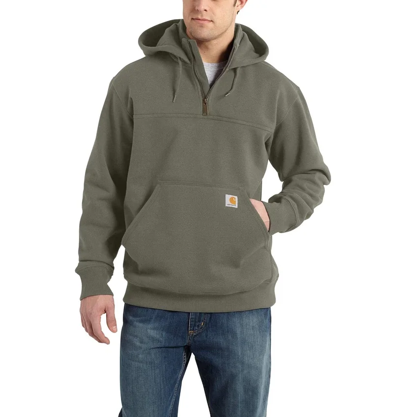 Camisola com capuz e fecho de 1/4 de comprimento Paxton para homem, resistente e repelente à água - Hoodies carhartt Rain Defender