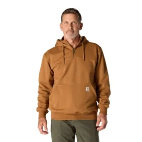 Camisola com capuz e fecho de 1/4 de comprimento Paxton para homem, resistente e repelente à água - Hoodies carhartt Rain Defender