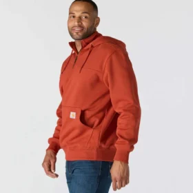 Camisola com capuz e fecho de 1/4 de comprimento Paxton para homem, resistente e repelente à água – Hoodies carhartt Rain Defender