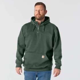 Camisola com capuz e fecho de 1/4 de comprimento Paxton para homem, resistente e repelente à água – Hoodies carhartt Rain Defender