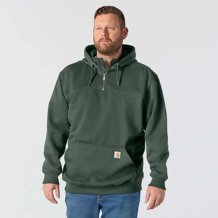 Camisola com capuz e fecho de 1/4 de comprimento Paxton para homem, resistente e repelente à água - Hoodies carhartt Rain Defender