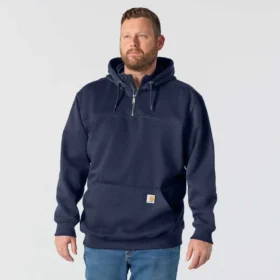 Camisola com capuz e fecho de 1/4 de comprimento Paxton para homem, resistente e repelente à água – Hoodies carhartt Rain Defender