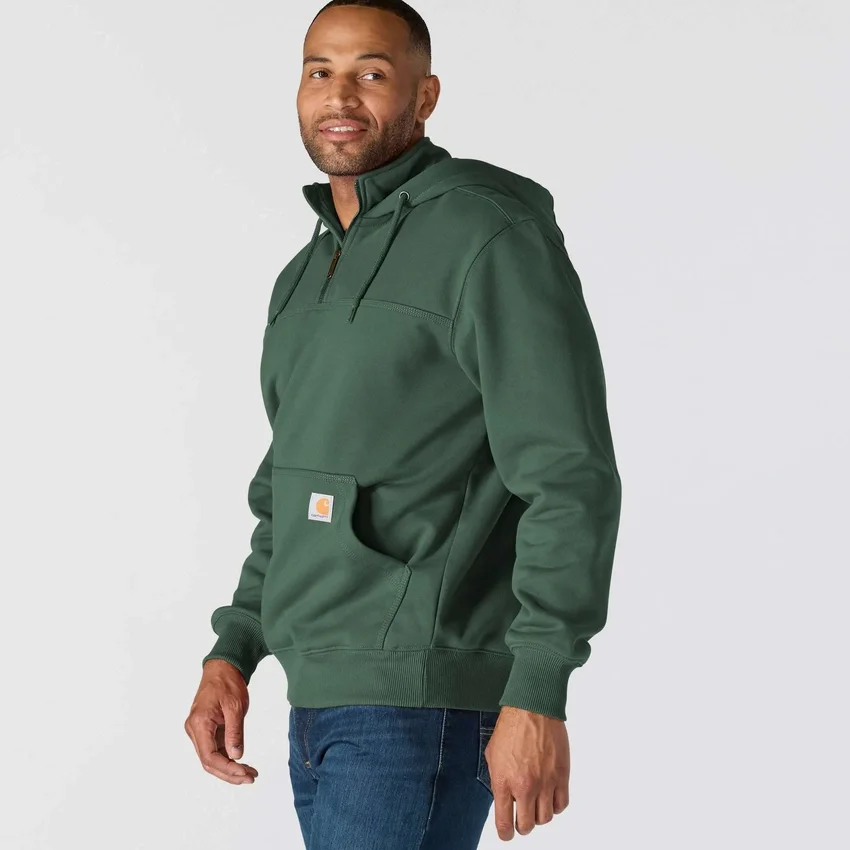 Camisola com capuz e fecho de 1/4 de comprimento Paxton para homem, resistente e repelente à água - Hoodies carhartt Rain Defender