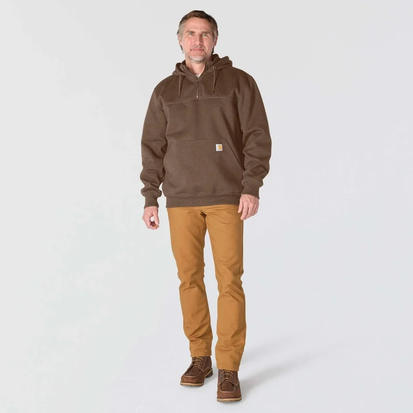 Camisola com capuz e fecho de 1/4 de comprimento Paxton para homem, resistente e repelente à água - Hoodies carhartt Rain Defender