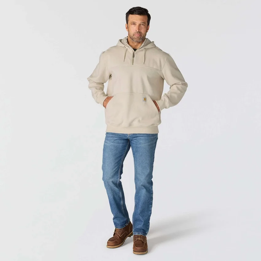 Camisola com capuz e fecho de 1/4 de comprimento Paxton para homem, resistente e repelente à água - Hoodies carhartt Rain Defender