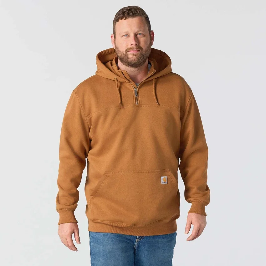 Camisola com capuz e fecho de 1/4 de comprimento Paxton para homem, resistente e repelente à água - Hoodies carhartt Rain Defender