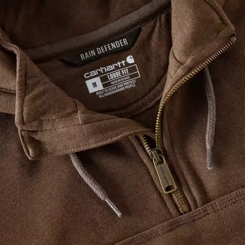 Camisola com capuz e fecho de 1/4 de comprimento Paxton para homem, resistente e repelente à água - Hoodies carhartt Rain Defender