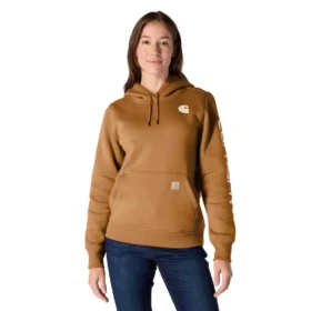 Camisola com capuz e logótipo Clarksburg icónica para mulher, com corte descontraído e forro polar