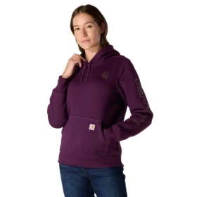 Camisola com capuz e logótipo Clarksburg icónica para mulher, com corte descontraído e forro polar