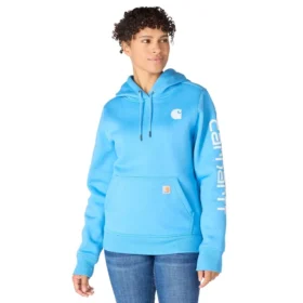 Camisola com capuz e logótipo Clarksburg icónica para mulher, com corte descontraído e forro polar