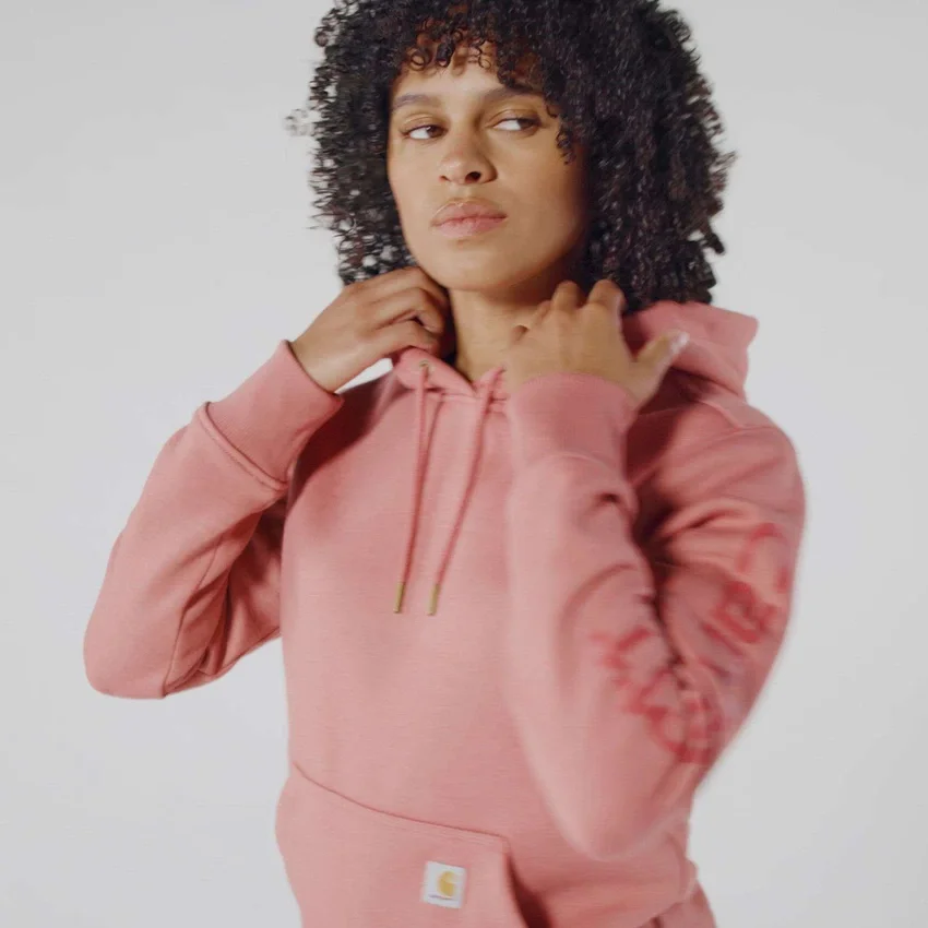 Camisola com capuz e logótipo Clarksburg icónica para mulher, com corte descontraído e forro polar