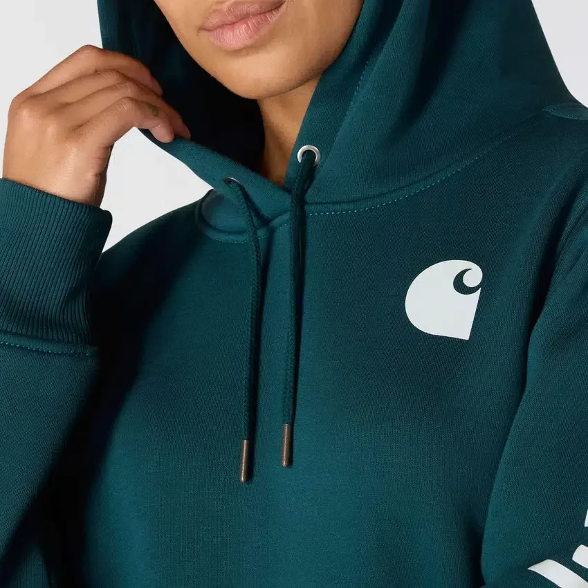 Camisola com capuz e logótipo Clarksburg icónica para mulher, com corte descontraído e forro polar